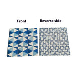 carreaux sol mur résine bleu blanc vert beige géométrique moderne triangles fleurs