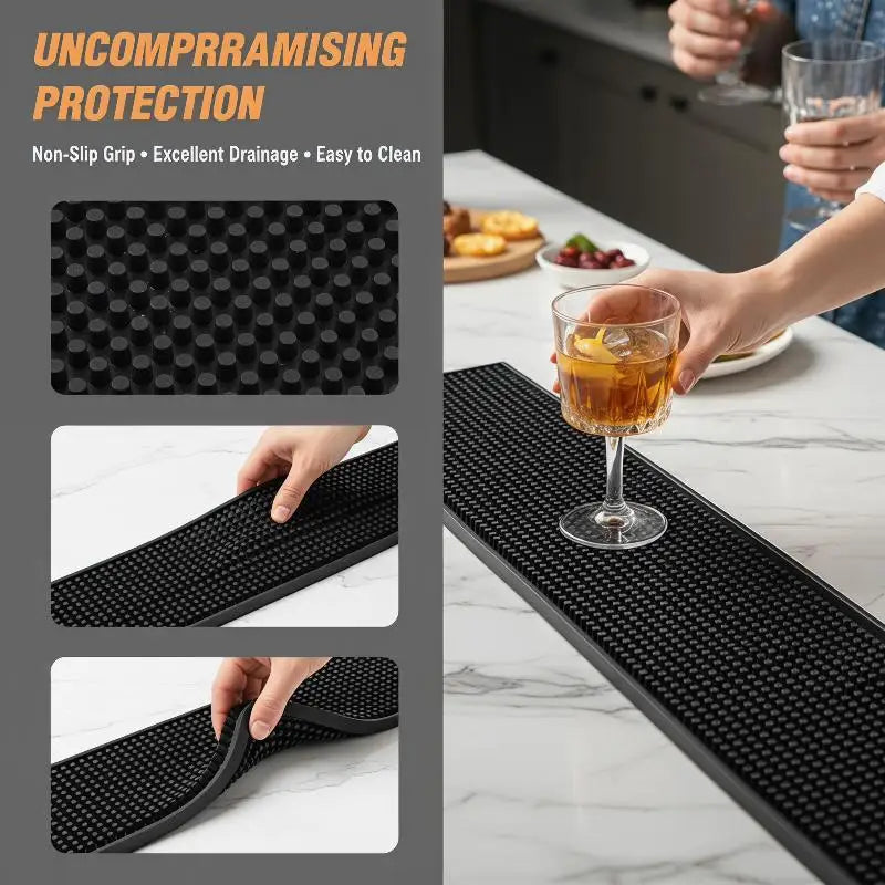 tapis bar perforé noir moderne durable antidérapant vinyle maison service