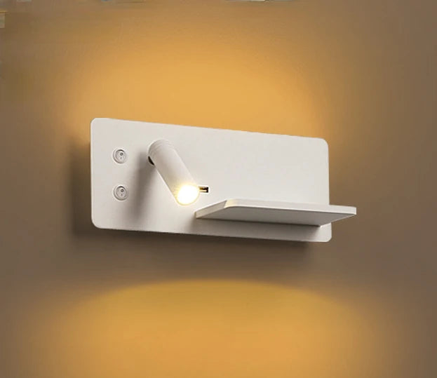 applique murale led moderne recharge sans fil étagère orientable chambre coucher minimaliste blanc noir