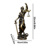 statue dorée déesse justice époque classique résine détails sculpturaux balance épée serpent décoration maison