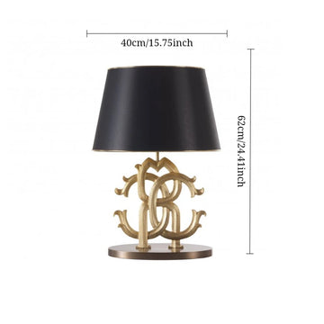 lampe table moderne noire abat jour tissu motif géométrique contemporaine haute intensité 16 20w