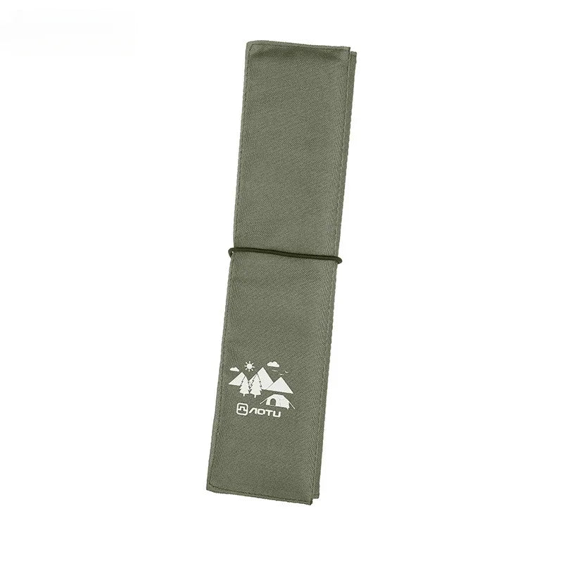 Sac crayons pliable pratique noir vert olive logo montagne soleil tissu ruban fixe compact