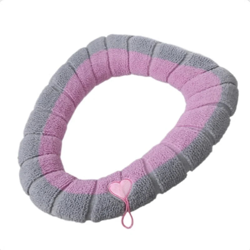 coussin toilette portable gris bleu vert rose rayures doux confortable poignée élastique