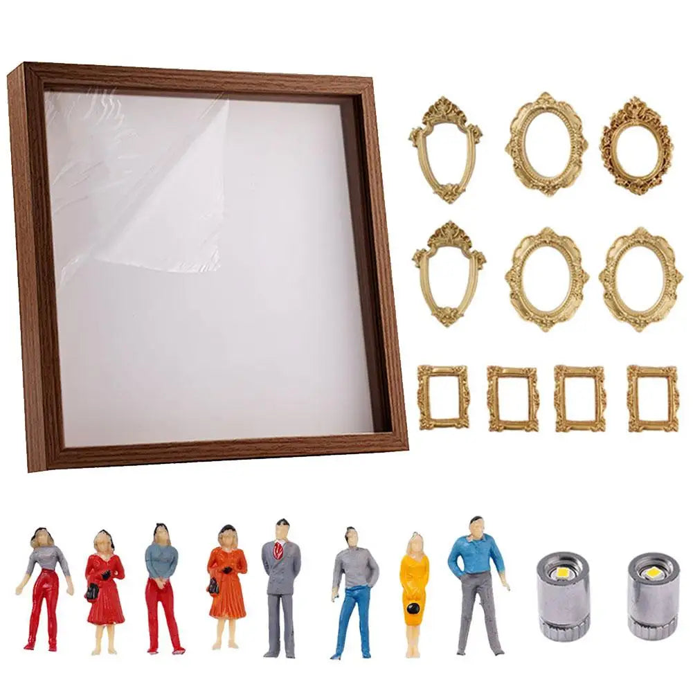 cadre photo mural classique ornementé adhésif figurines céramique fleurs artificielles photos doré blanc rouge