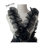 ruban franges dentelle noir blanc rose orange rouge élégant festif 11cm