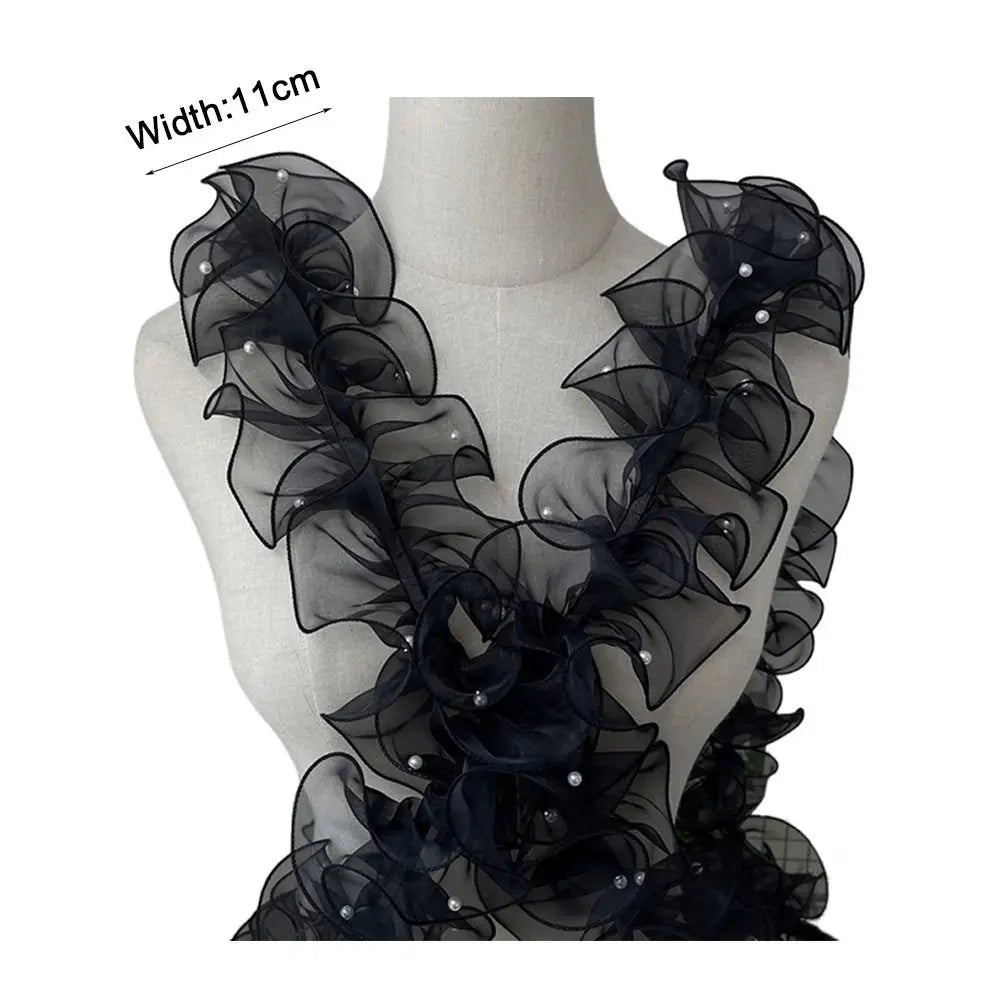 ruban franges dentelle noir blanc rose orange rouge élégant festif 11cm