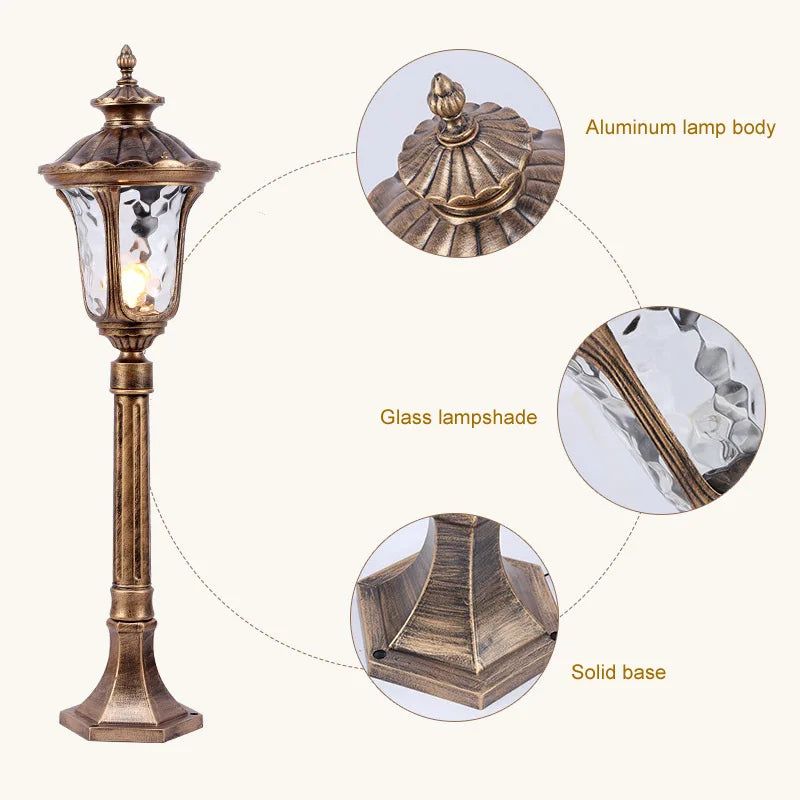 lampe jardin extérieure led noir bronze transparent classique vintage 80 110cm
