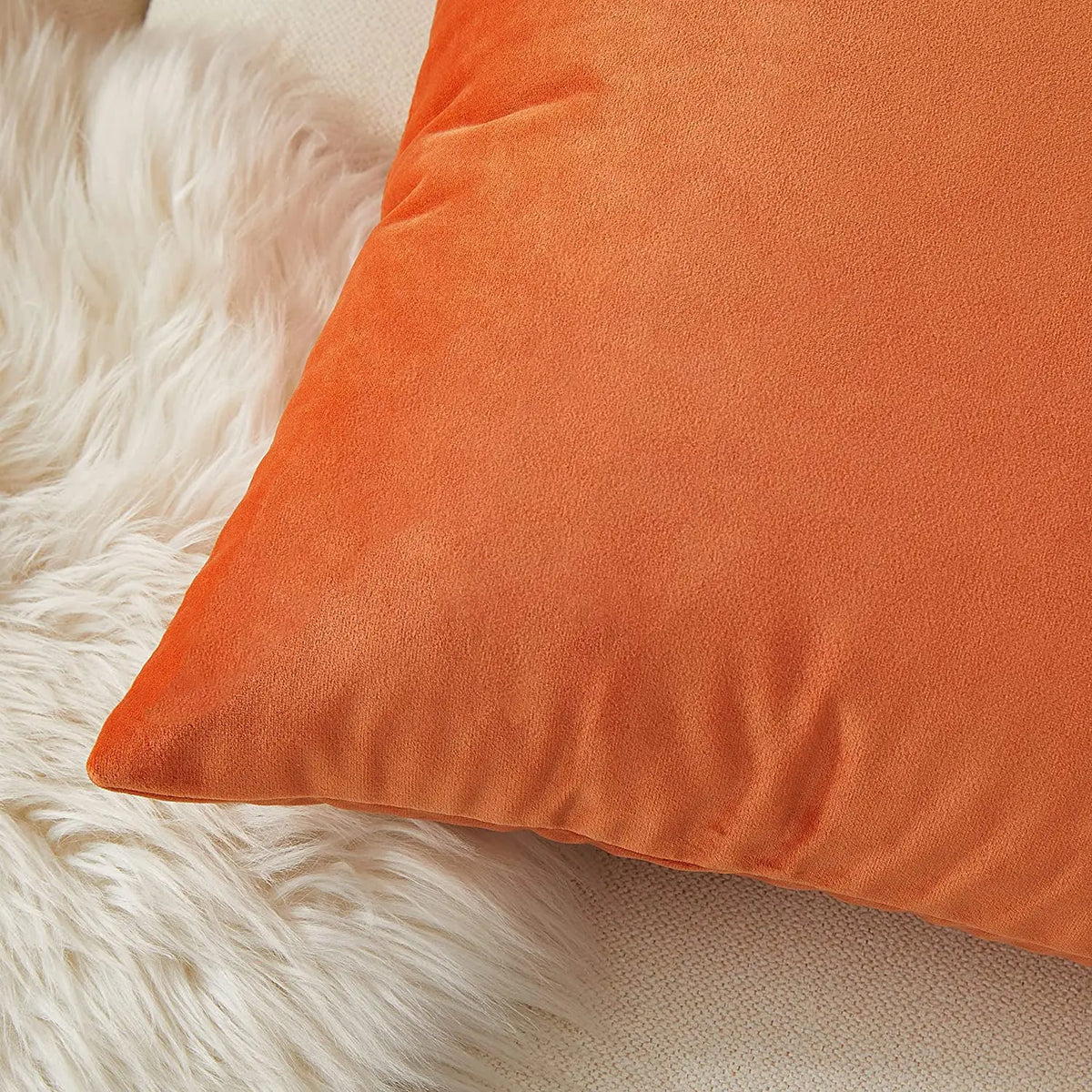 coussin velours orange moderne opacité 45x45cm 50x50cm décoration intérieure sofa chaise voiture