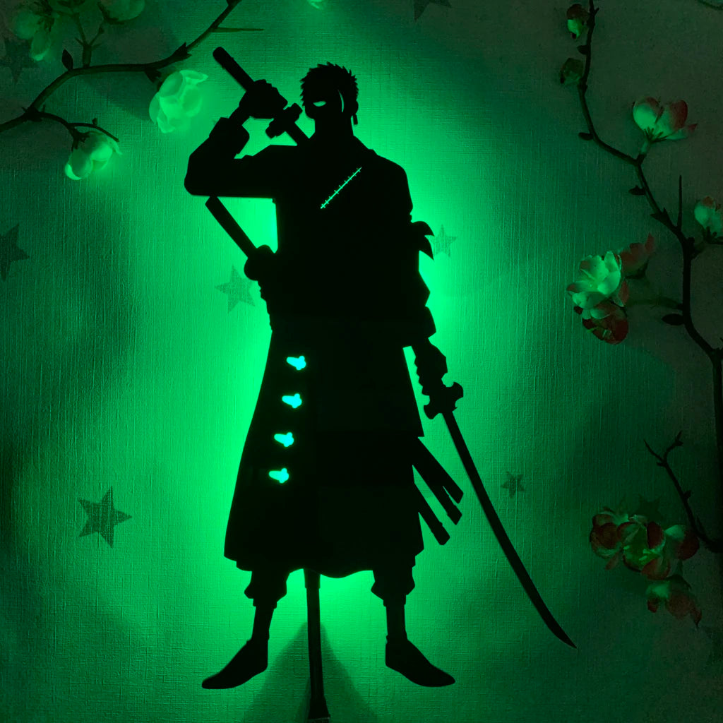 applique murale led silhouette anime noir décoration chambre veilleuse lumineuse personnage japonais