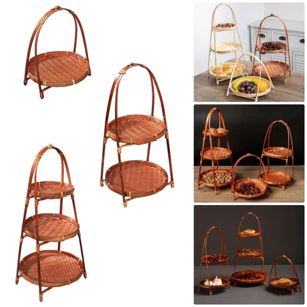 panier tressé étagère multiplateaux présentoir fruits cuisine rustique marron clair chambre salon