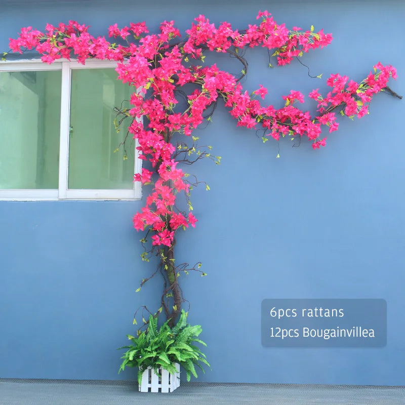 Guirlande fleurs artificielles bougainvilliers rose moderne extérieur décoration mariage anniversaire fêtes