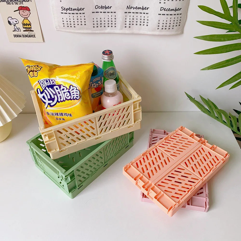 caisse rangement pliante plastique moderne orange jaune gris vert rose violet grille ventilation clips