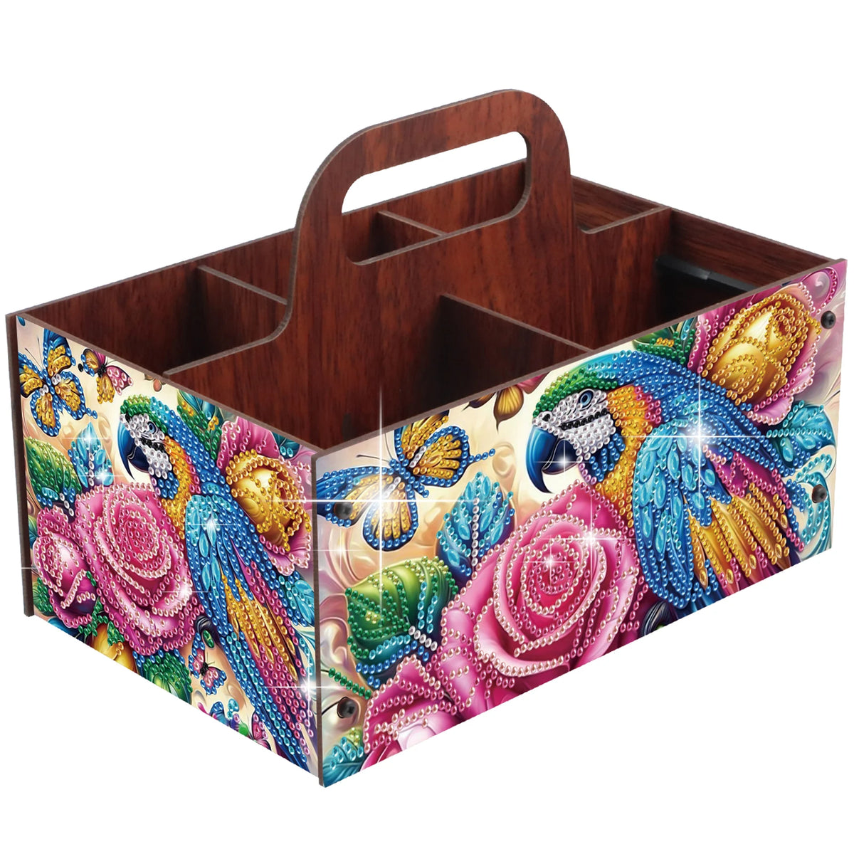boîtes rangement multicolores imprimées florales animaux oiseaux moderne poignées bois