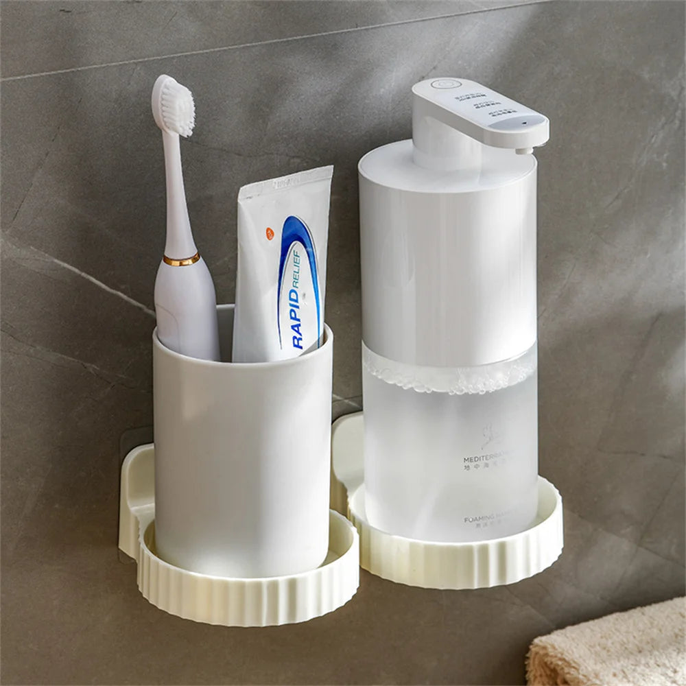 porte brosse dents distributeur savon liquide adhésif moderne blanc vert doré transparent