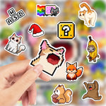Stickers vinyle imperméables pixel art animaux multicolores adhésifs usage unique adultes adolescents