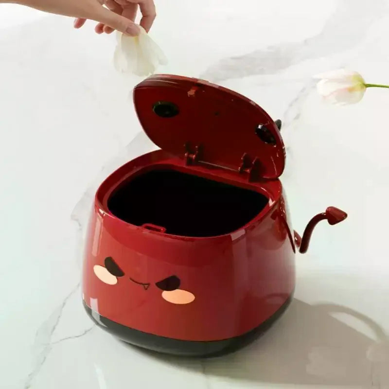 poubelle décorative pot sucre rouge visage mignon cornes noires moderne cartoon