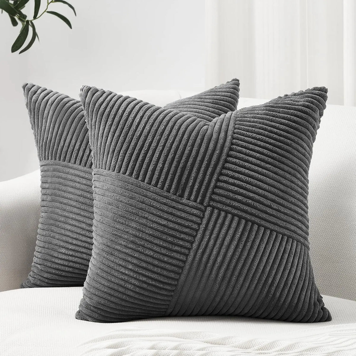coussin beige rayures verticales moderne housse 45x45cm polyester coton zipper blancintérieur deco maison