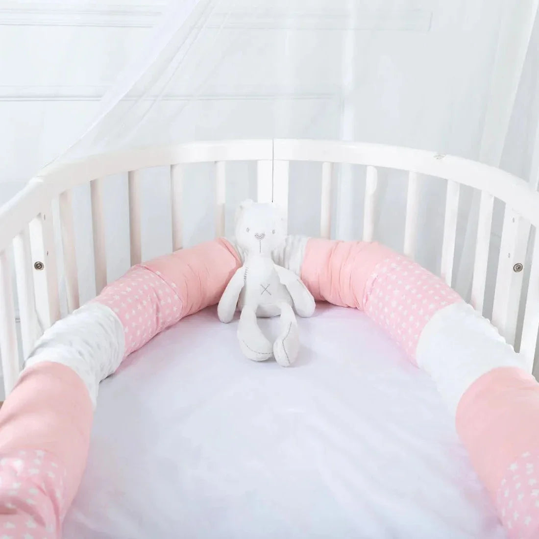 coussin lit bébé étoiles polka dots gris blanc rose confortable doux jouets animaux chiffres