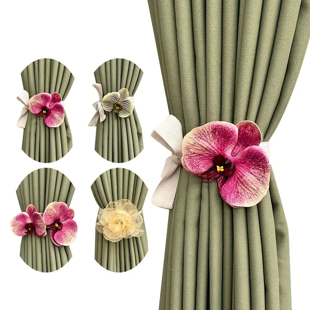 accessoires rideau fleurs artificielles couleurs multiples tissu coton plissé floral romantique fixations corde