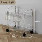 chariot roulettes transparent moderne compartiments striés rangement cosmétiques objets divers
