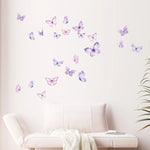 stickers muraux papillons violettes roses modernes décoration chambre enfants blancs adhésifs set deux feuilles