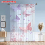 rideau transparent rose violet papillons cœurs moderne fenêtre polyester 132x160cm
