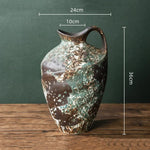 vase moderne rustique blanc marron vert marbré gratté opaques poignée décoration floral arrangement table