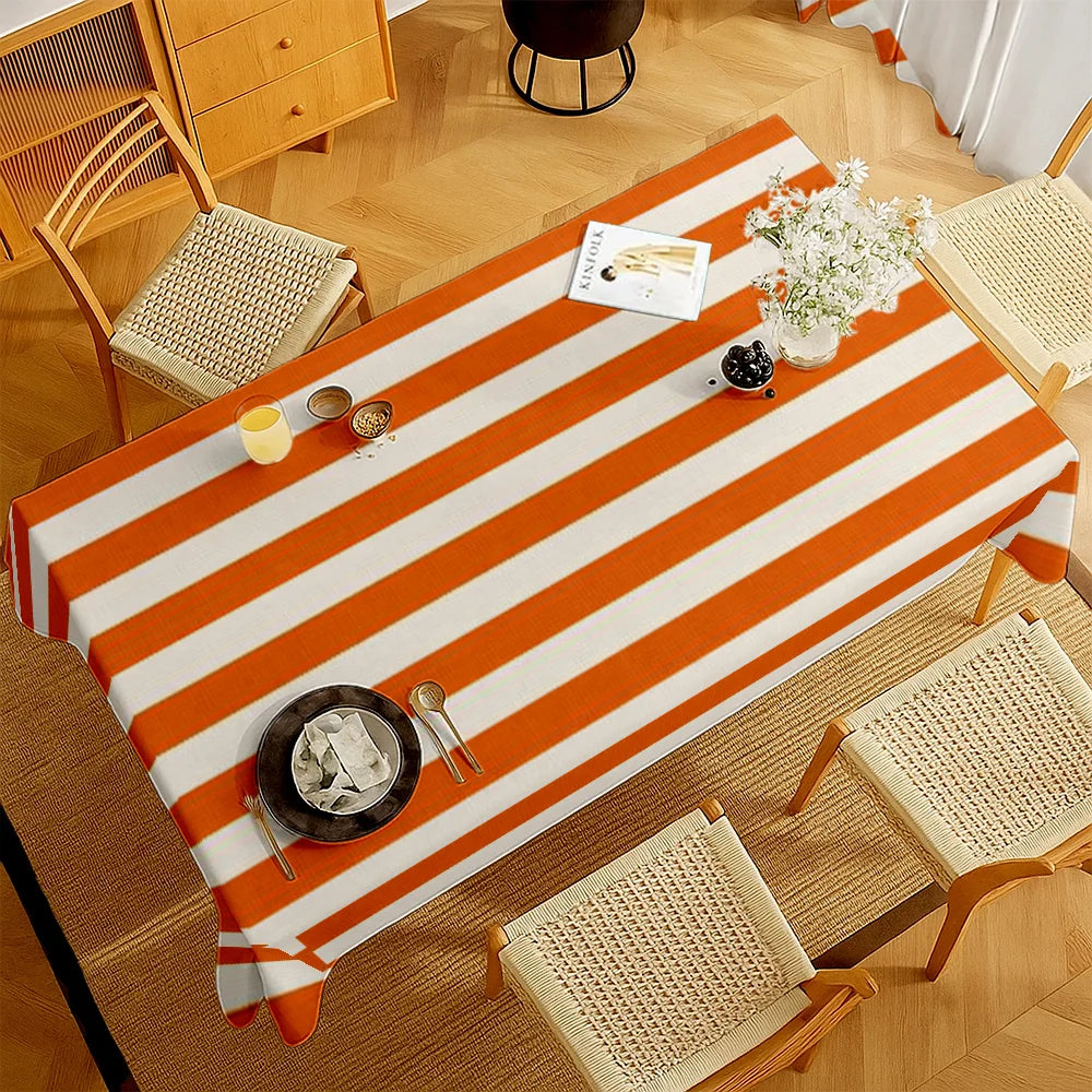 nappe table rayures orange blanche moderne cuisine décoration mariage fête restaurantextérieur