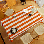 nappe table rayures orange blanche moderne cuisine décoration mariage fête restaurantextérieur