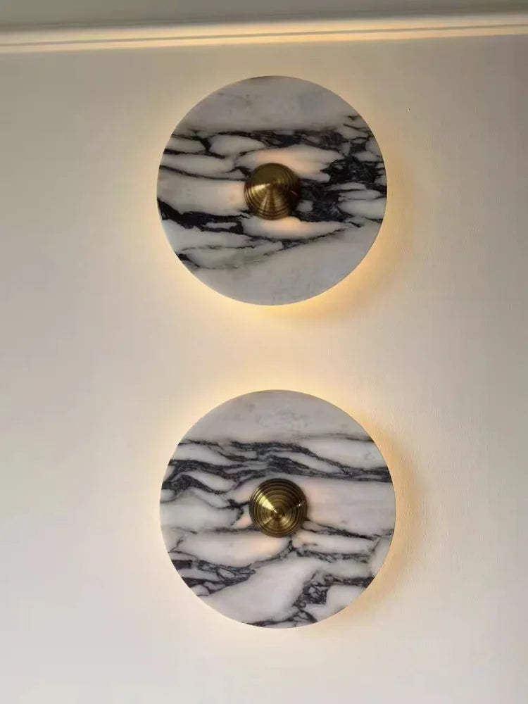 applique murale moderne marbre blanc veines grises éclairage led fixation chambre cuisine salle manger