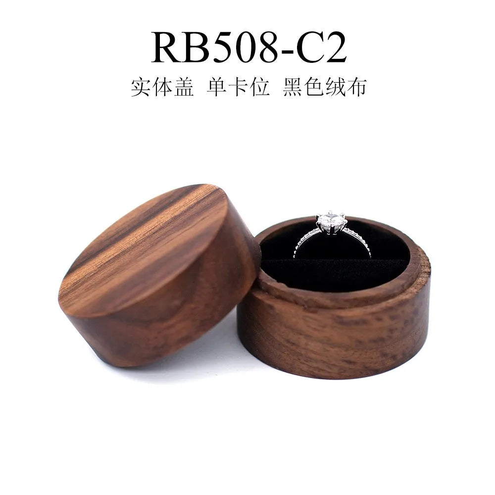 boîte bijoux bois vintage ronde rangement bague boucles d'oreilles présentation cadeau mariageOpaque brillant classique