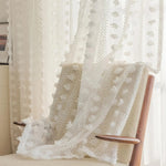 rideau blanc pompom dentelle translucide moderne romantique chambre coucher inclusion
