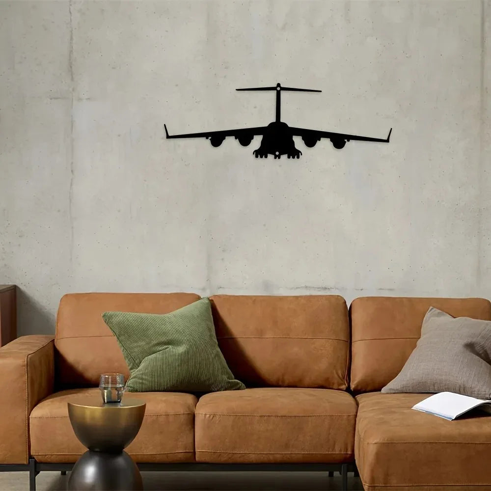 décoration murale avion métal noir silhouette minimalisteintérieur cuisine fixationsans éléments 30cm 10cm