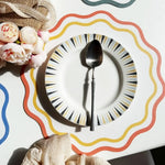 serviette table moderne rayées concentriques multicolore respectueuse environnement 34cm diameter