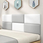 panneaux tête lit cuir blanc gris moderne quadrillé adhésif protection décorative chambre jeu