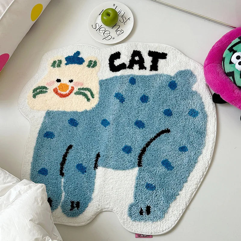 tapis créatif dessin animé feuilles monstera animaux adhésif imperméable antidérapant intérieur enfant polyester PVC