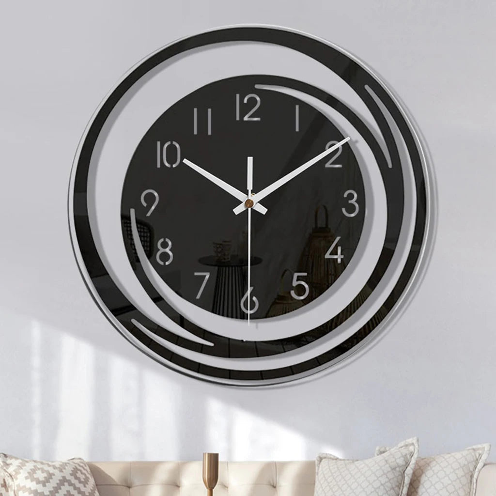 horloge murale moderne acrylique noire aiguilles numeros abstrait salon chambre coucher