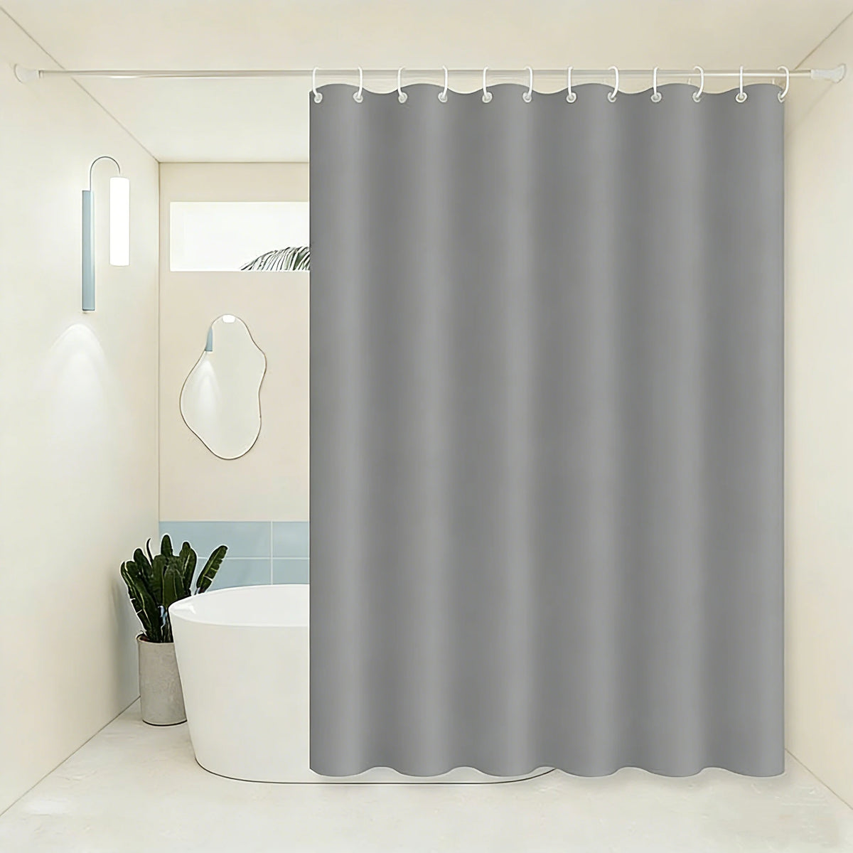rideau douche gris uni moderne respectueux l'environnement opacité 120cm 180cm