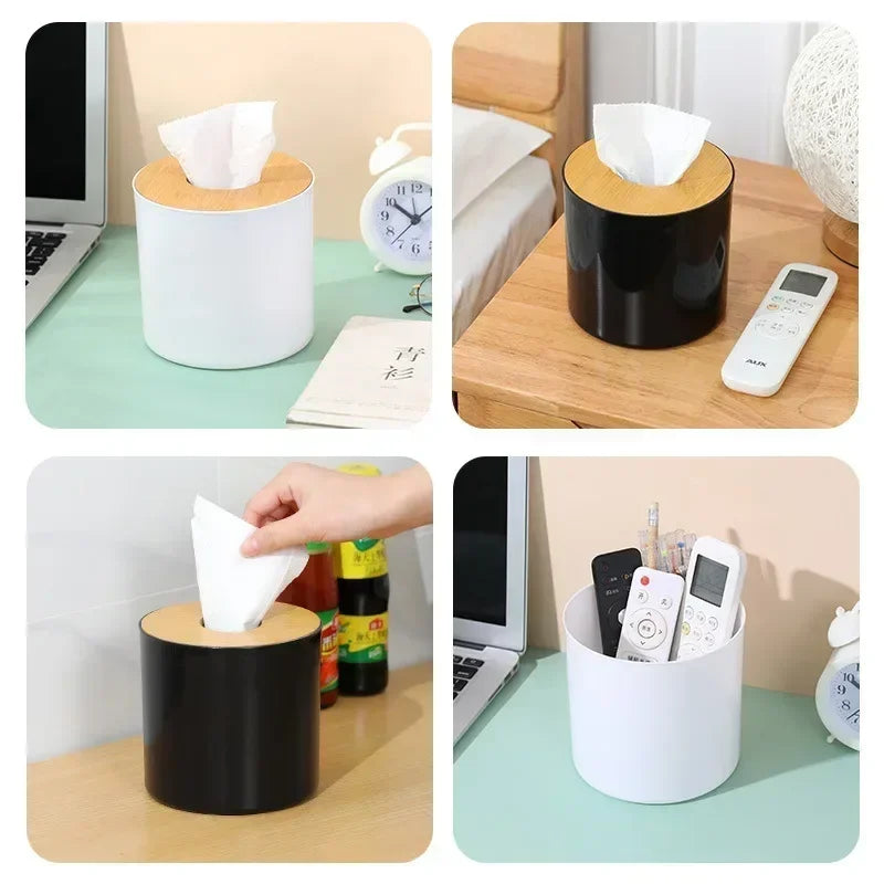 boîtes rangement mouchoirs blanc texture bois moderne salon cuisine toilette organiser accessoires minimaliste