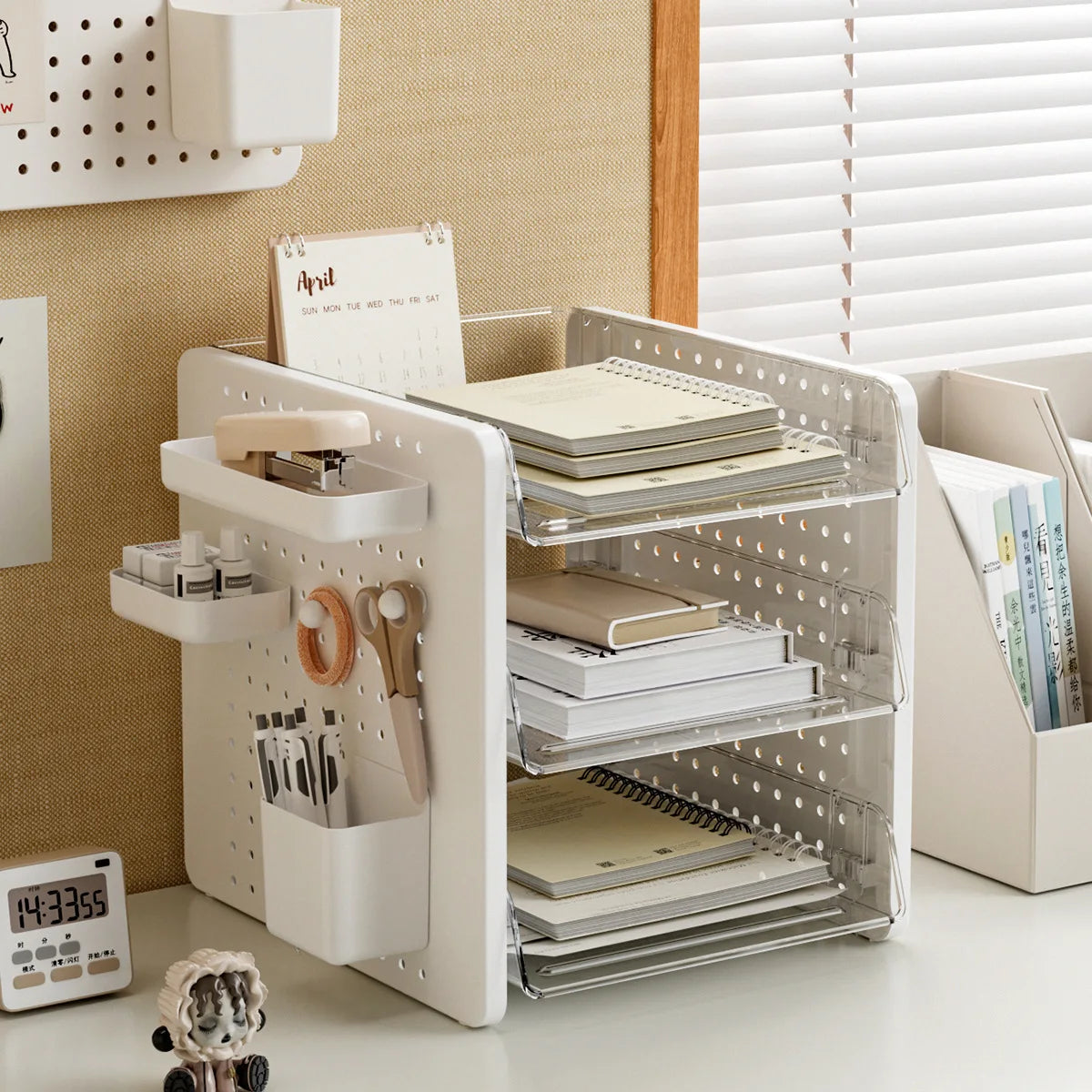 organisateur blanc perforé moderne étageries pliables multifonctionnel rangement école officesupply