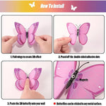 décoration murale papillons 3d adhésifs pvc rose violet blanc brillants 12 pièces différents