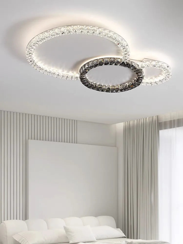 plafonnier led transparent moderne cristaux sans ombre interrupteur poussoir tension 90 260v flux lumineux