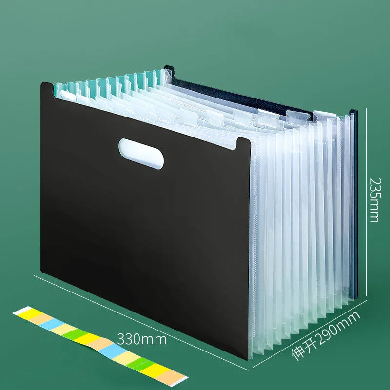 porte documents moderne noir transparent ruban mesure stylo lunettes papier officeécole