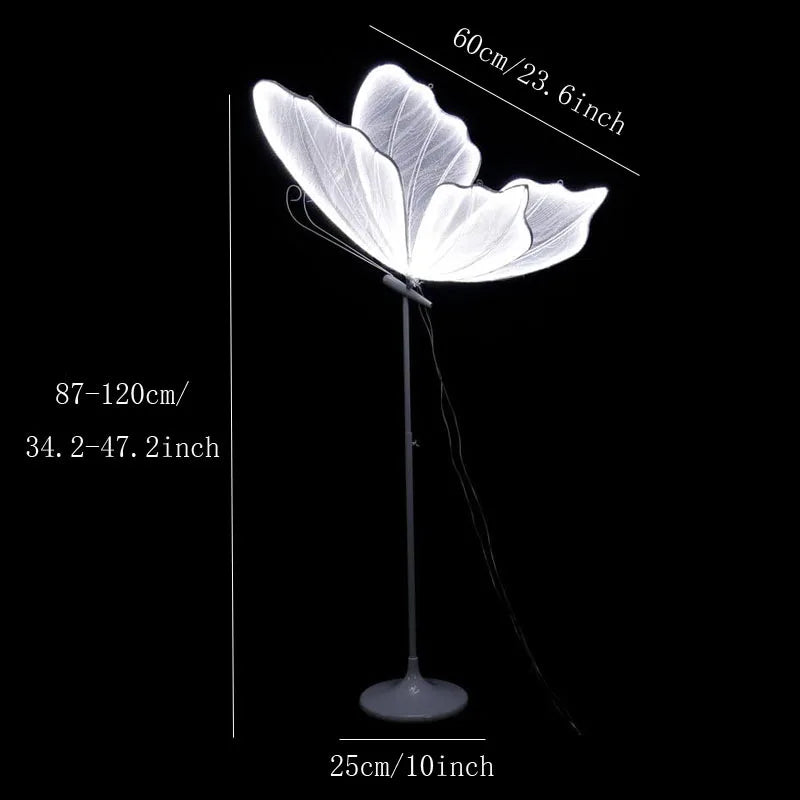 papillon blanc moderne lampe sol transparente câble alimentation mariage anniversaire noël valentin
