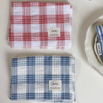 serviettes cuisine carreaux blanc rouge bleu tissé classique opaques