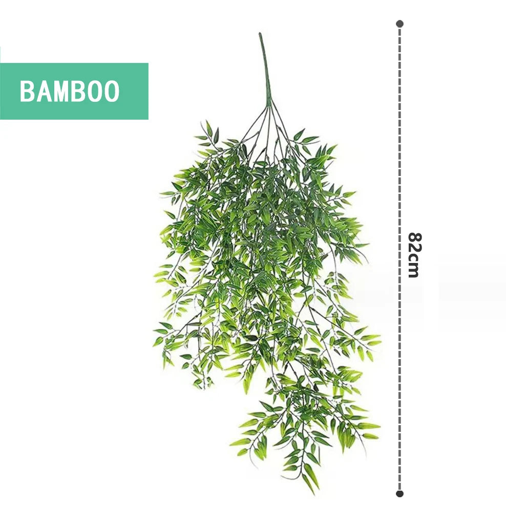 plantes artificielles suspendues feuilles vertes modernes minimalisteextérieur accrochées cordelettes support suspension
