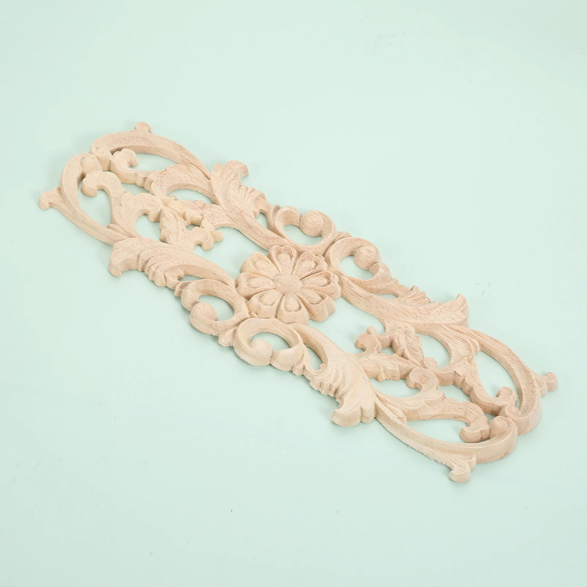 plaque décorative bois ornements floraux baroque renaissance 22cm 8cm naturel beigeclair