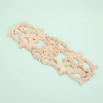 plaque décorative bois ornements floraux baroque renaissance 22cm 8cm naturel beigeclair