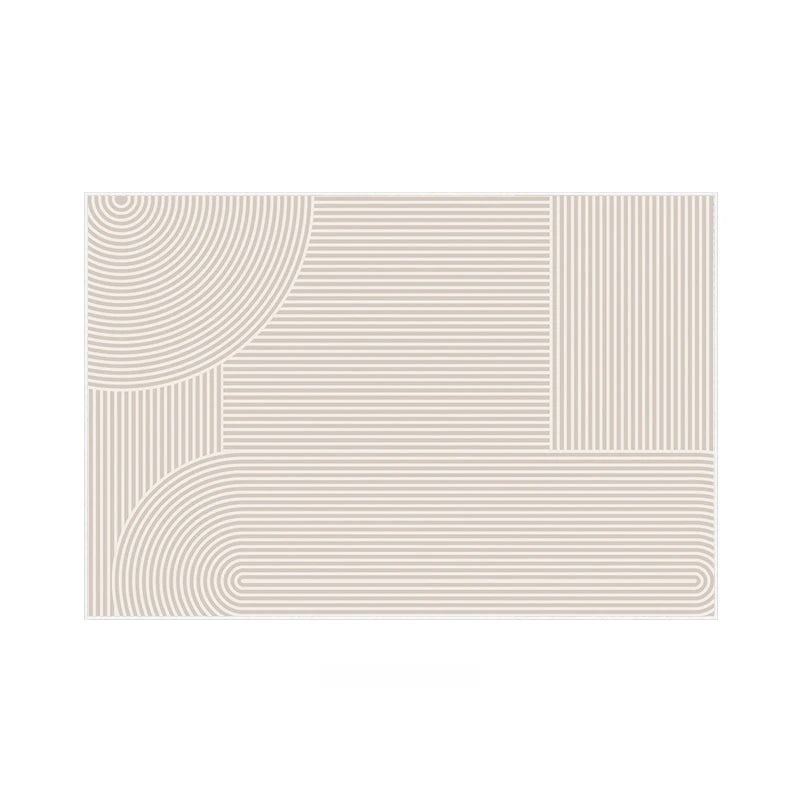 Modèle de motifs géométriques linéaires beige et blanc créant un design abstrait.