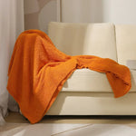 couverture acrylique douce hiver portable voyage maison solide orange beige jaune gris rose